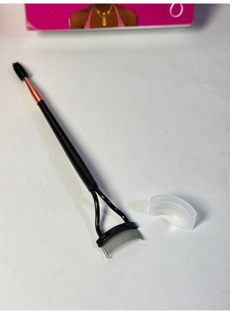 مشط الرموش، أداة فصل الرموش، فرشاة فصل الرموش مع غطاء للمشط، أدوات فرش مكياج العيون للبنات والسيدات، أدوات وضع الماسكارا بأسنان معدنية (قطعة واحدة) قد يختلف اللون - Image 2