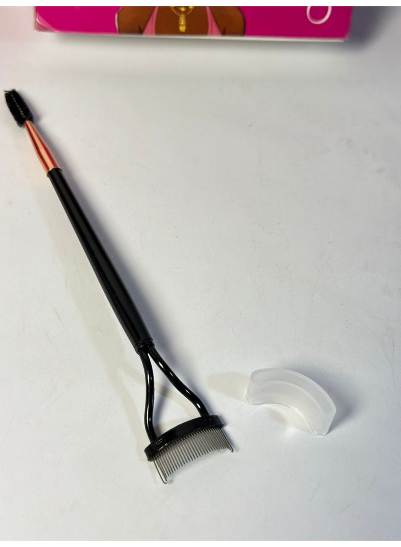 مشط الرموش، أداة فصل الرموش، فرشاة فصل الرموش مع غطاء للمشط، أدوات فرش مكياج العيون للبنات والسيدات، أدوات وضع الماسكارا بأسنان معدنية (قطعة واحدة) قد يختلف اللون - Image 1