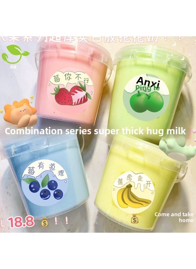 Net Red Mud Foaming Glue Fairy Gas Big Bucket Holding Bubble Milk Fake Water Non-stick Children's Color Mud Suit Decompression-Color:[grape Bubble Water] Portable Bucket-Specifications:1100ml