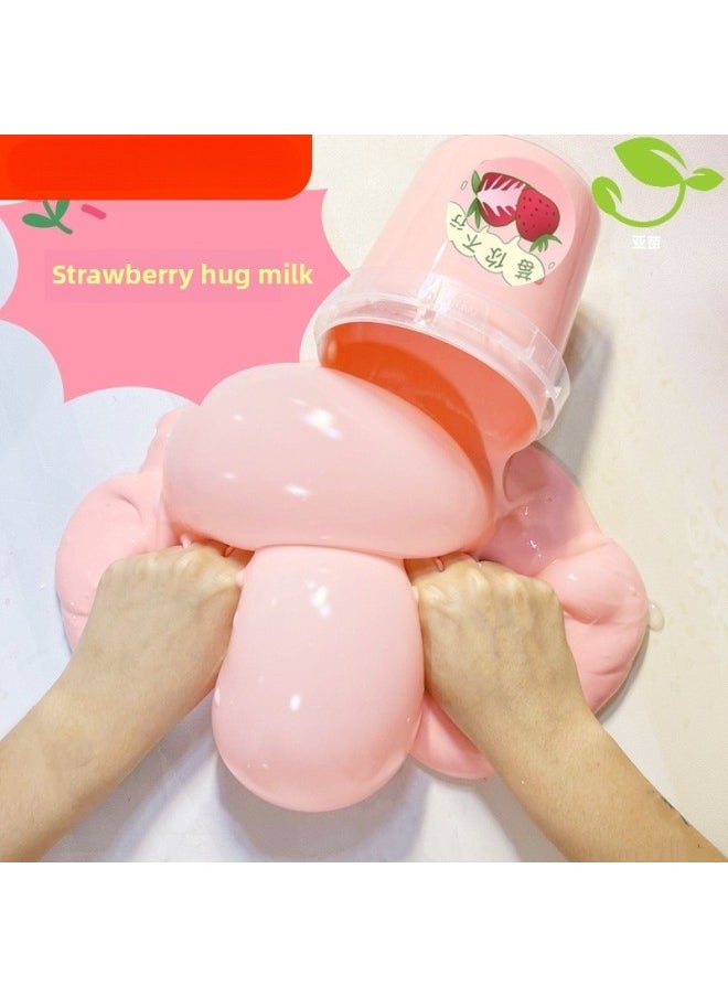 Net Red Mud Foaming Glue Fairy Gas Big Bucket Holding Bubble Milk Fake Water Non-stick Children's Color Mud Suit Decompression-Color:[grape Bubble Water] Portable Bucket-Specifications:1100ml