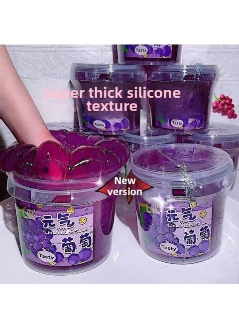 Net Red Mud Foaming Glue Fairy Gas Big Bucket Holding Bubble Milk Fake Water Non-stick Children's Color Mud Suit Decompression-Color:[grape Bubble Water] Portable Bucket-Specifications:1100ml