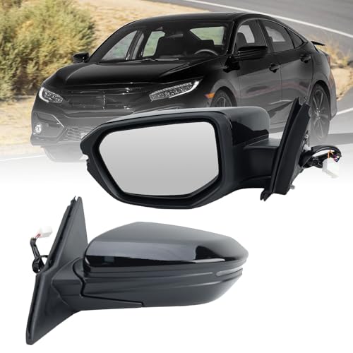 MOFOAP Driver Side Mirror Compatible with 2016 2017 2018 2019 2020 2021 Honda Civic Sport Touring Sedan Coupe Mirror with Turn Signal Heated Black7 Pins - Image 1