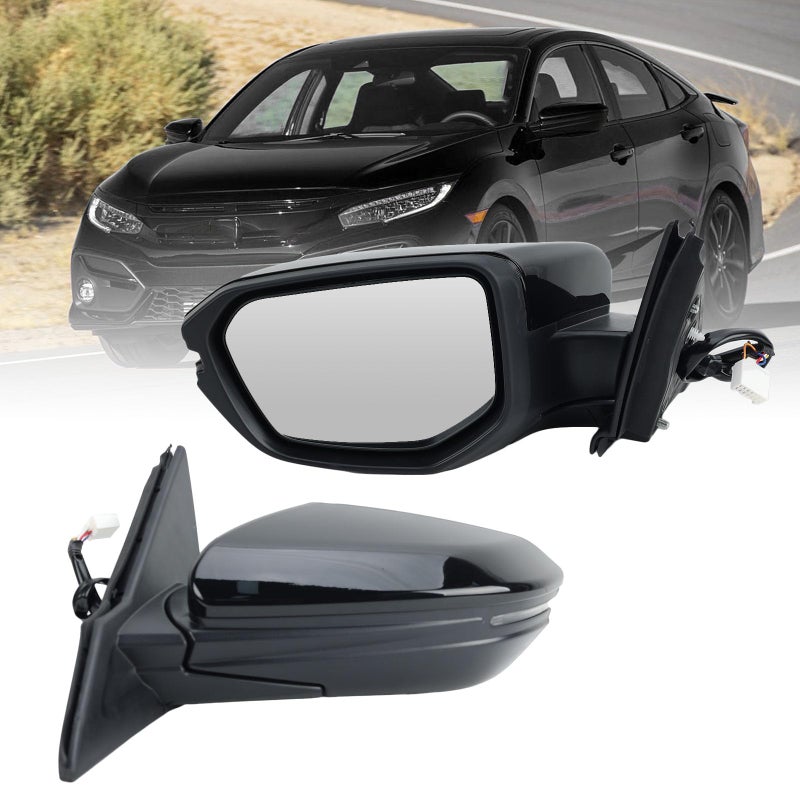 MOFOAP Driver Side Mirror Compatible with 2016 2017 2018 2019 2020 2021 Honda Civic Sport Touring Sedan Coupe Mirror with Turn Signal Heated Black7 Pins - Image 3
