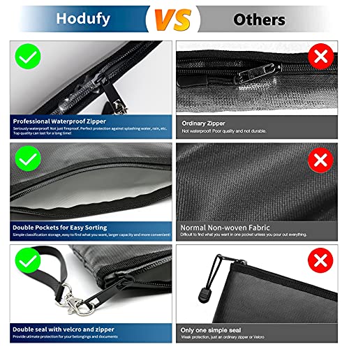 Hodufy Fireproof Money Bag (2000℉), Fireproof Document Bags, Bank Cash Bag with Zipper & Strap, Suitable for A5 Documents, Bank Inventory, Passport (Black) - Image 3
