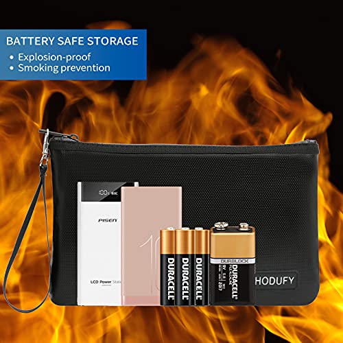 Hodufy Fireproof Money Bag (2000℉), Fireproof Document Bags, Bank Cash Bag with Zipper & Strap, Suitable for A5 Documents, Bank Inventory, Passport (Black) - Image 5