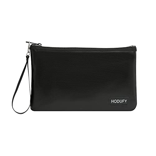 Hodufy Fireproof Money Bag (2000℉), Fireproof Document Bags, Bank Cash Bag with Zipper & Strap, Suitable for A5 Documents, Bank Inventory, Passport (Black) - Image 1