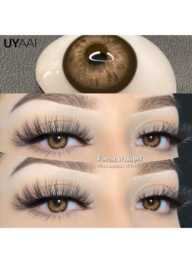 يواي عدسات لاصقة ملونة سنوية بنية طبيعية - عدسات تجميلية للجنسين - عدسات موضة طبيعية - عدسات ناعمة محتوى الرطوبة 42% - Image 2