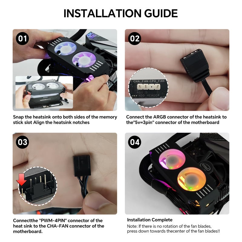 ITleads ARGB RAM Cooler Fans, 5v/3-Pin ARGB Light Effect RAM Fans for DIY PC Gaming - Image 3