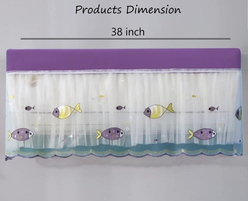 DARSHANAM WORLD Premium Work Indoor AC Dust Protection Cover Dust Proof Washable AC Cover for All Season Open Type Running Mode AC Cover 1.5 Ton (38 X 12 X 9 inch ) (PURPLE FISH) - Image 4