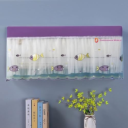 DARSHANAM WORLD Premium Work Indoor AC Dust Protection Cover Dust Proof Washable AC Cover for All Season Open Type Running Mode AC Cover 1.5 Ton (38 X 12 X 9 inch ) (PURPLE FISH) - Image 1