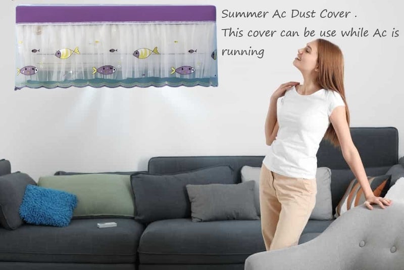 DARSHANAM WORLD Premium Work Indoor AC Dust Protection Cover Dust Proof Washable AC Cover for All Season Open Type Running Mode AC Cover 1.5 Ton (38 X 12 X 9 inch ) (PURPLE FISH) - Image 5