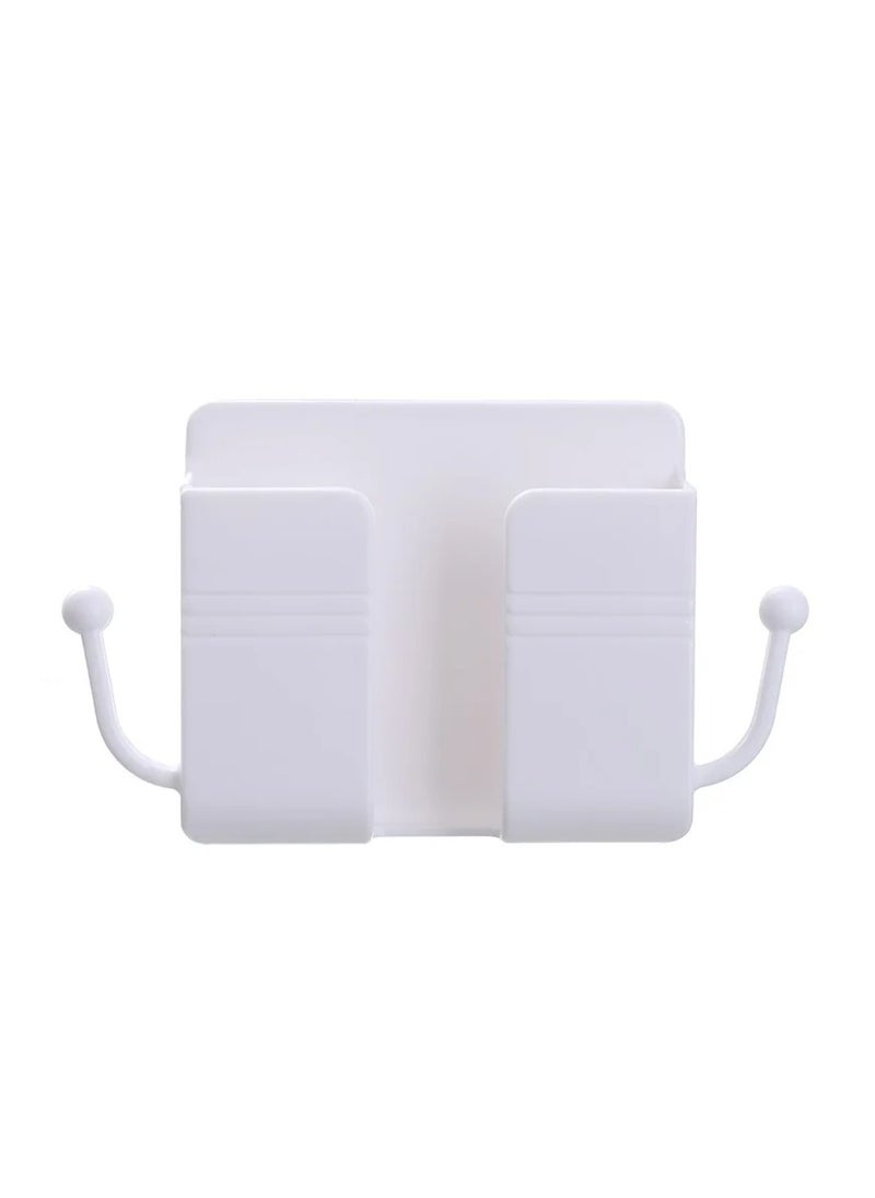 DIGI CORE 4 Pcs Wall Mount Phone Holder Phone Stand With Data Cable Receiving Hole Multi Purpose Phone Charging Dock with Adhesive Phone Holder For Shower Charging Compatible With iPhone and Android (White)  - Image 2