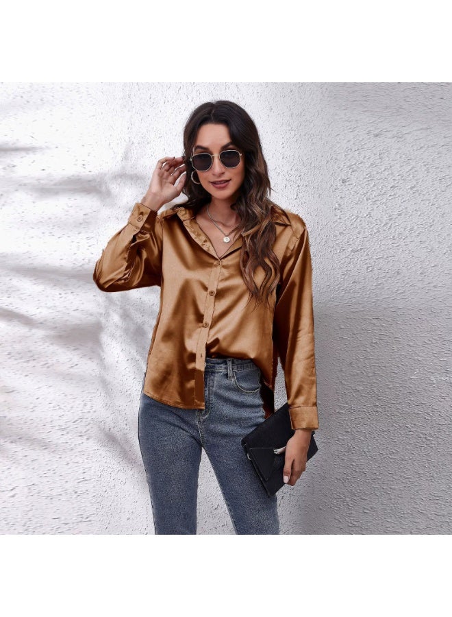 general Women's satin imitation silk long-sleeved blouse - Image 1