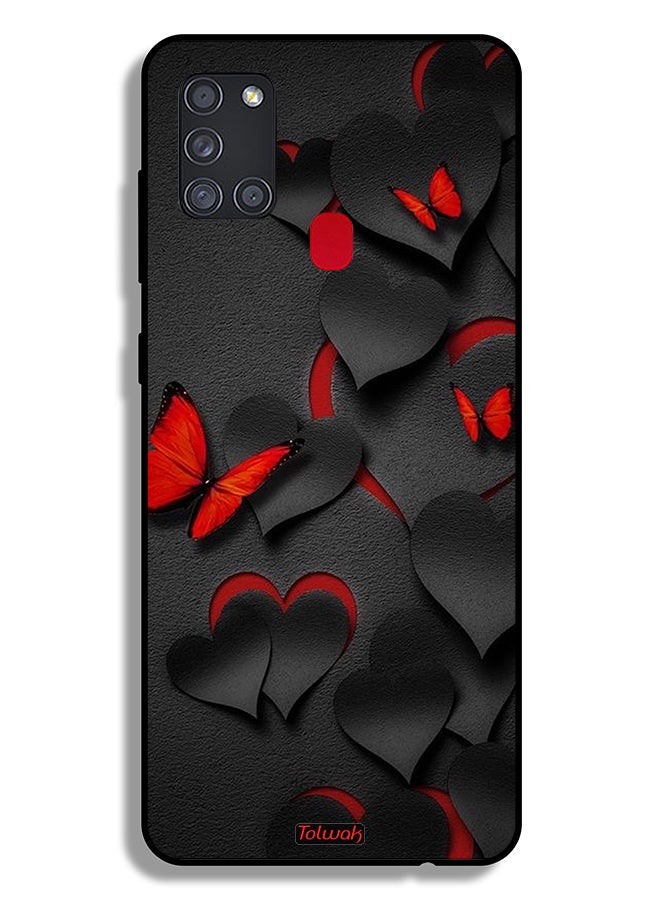 Tolwak Samsung Galaxy A21s Protective Case Cover Hearts And Butterflies Pattern - Image 1