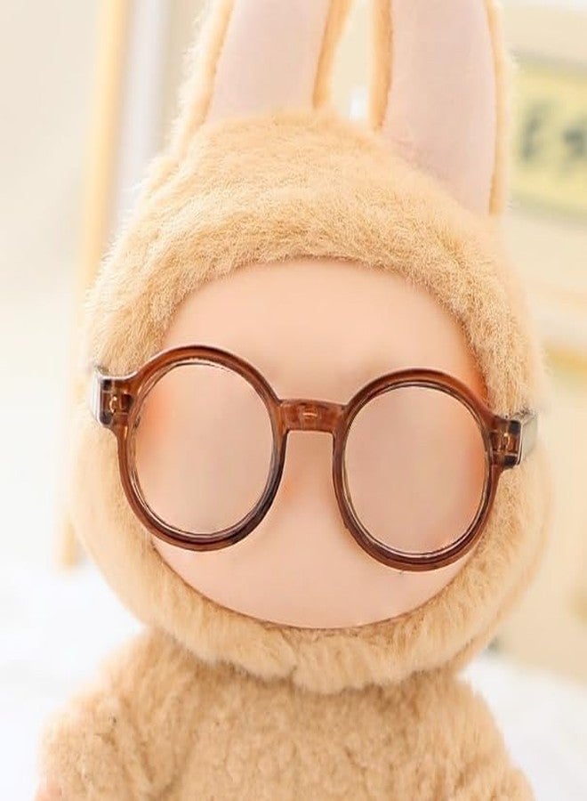 Jojedomo Used for Labubu Glasses Stuff Set,Compatible with Labubu Accessories for 17cm Doll (Dark Brown Framed Glasses, M) - Image 4
