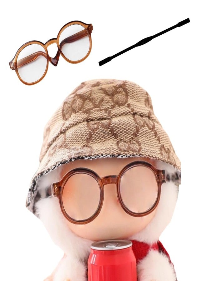 Jojedomo Used for Labubu Glasses Stuff Set,Compatible with Labubu Accessories for 17cm Doll (Dark Brown Framed Glasses, M) - Image 2
