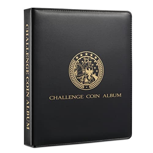 MUDOR Challenge Coin Collection Holder Album for Collectors Military Challenge Coin Collection Book Challenge Coin Display Holds 114 Coins Medallions Badges Tokens Casino Chips - Image 1