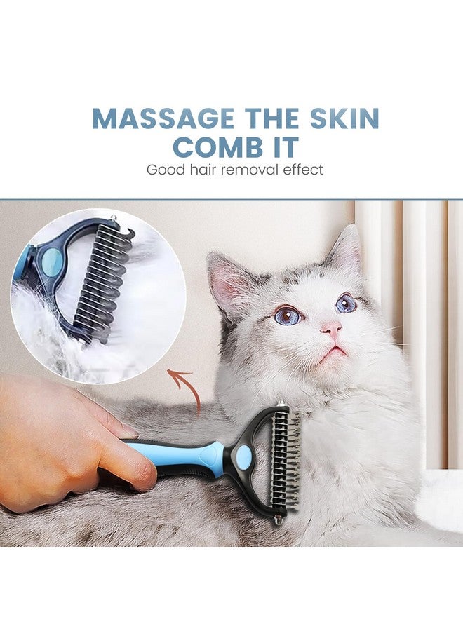 فرشاة عامة للقطط والكلاب لإزالة الشعر المتساقط، فرشاة للعناية بالحيوانات الأليفة، فرشاة إزالة التشابك، أداة إزالة تساقط الشعر للكلاب والحيوانات الأليفة ذات الشعر الطويل المتشابك، الكلاب والقطط - مشط إزالة التشابك آمن وفعال، كبير، أزرق - Image 5