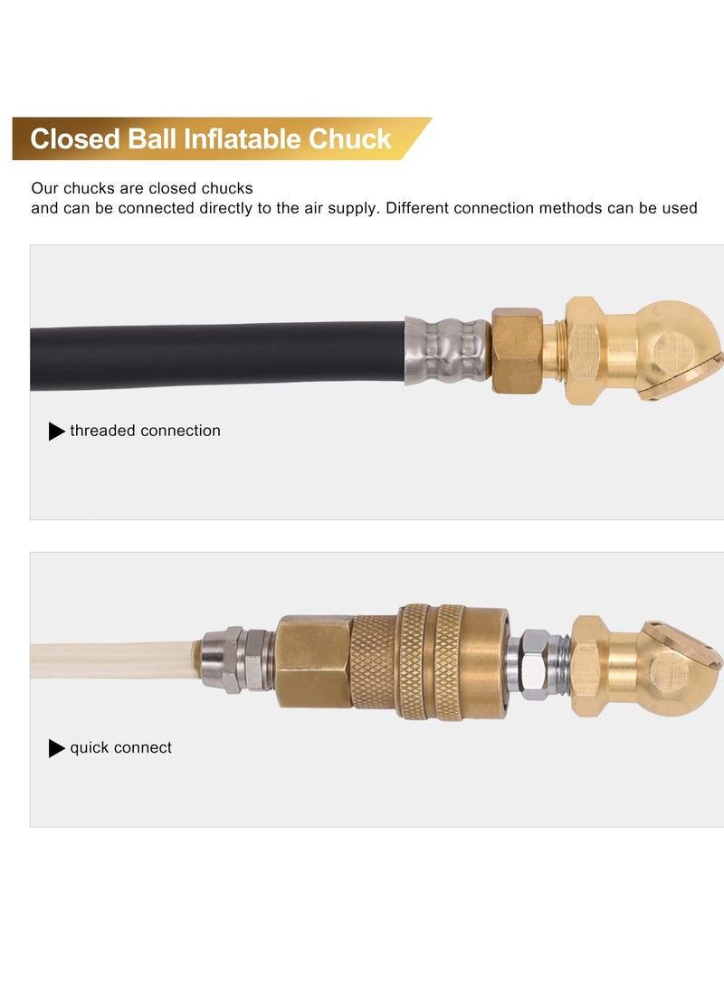 KASTWAVE 2 Pack Ball Foot Air Chuck with Clip, 1/4'' FNPT Closed Flow Air Chuck Made of Brass for Inflator Gauge Compressor Accessories, with Tape for Inflator Gauge Compressor Accessories - Image 4