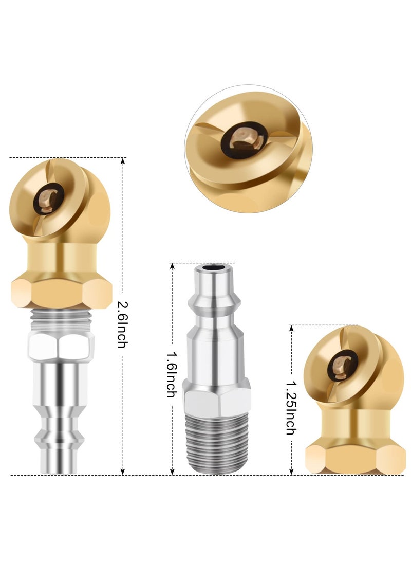 KASTWAVE 2 Pack Ball Foot Air Chuck with Clip, 1/4'' FNPT Closed Flow Air Chuck Made of Brass for Inflator Gauge Compressor Accessories, with Tape for Inflator Gauge Compressor Accessories - Image 3