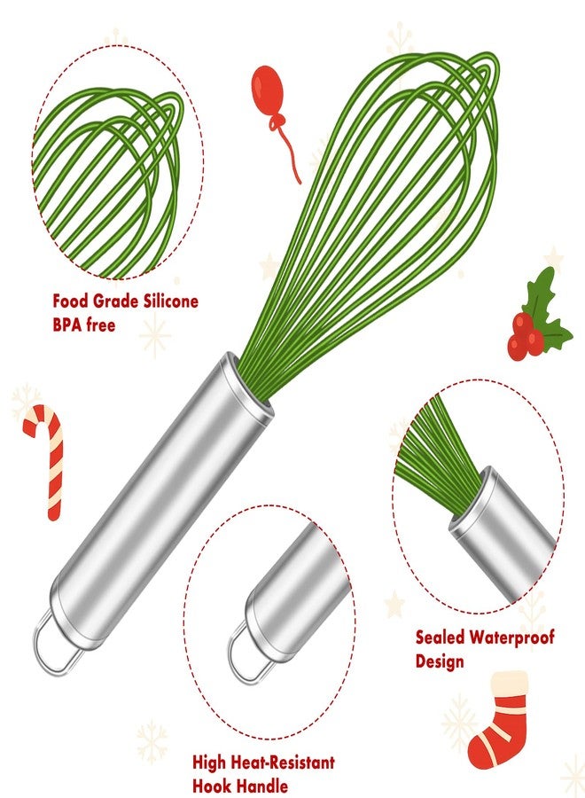 OYV Christmas Whisk Set - 3 Sizes (12”, 10”, 8”) - Holiday Red, Green & White Stainless Steel Whisks for Baking, Cooking & Mixing, Christmas Gift for Bakers & Home Chefs - Image 4