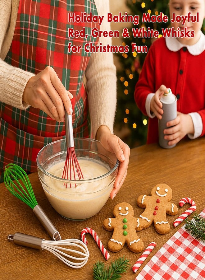 OYV Christmas Whisk Set - 3 Sizes (12”, 10”, 8”) - Holiday Red, Green & White Stainless Steel Whisks for Baking, Cooking & Mixing, Christmas Gift for Bakers & Home Chefs - Image 3