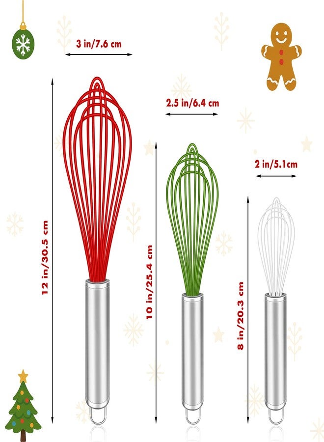 OYV Christmas Whisk Set - 3 Sizes (12”, 10”, 8”) - Holiday Red, Green & White Stainless Steel Whisks for Baking, Cooking & Mixing, Christmas Gift for Bakers & Home Chefs - Image 5