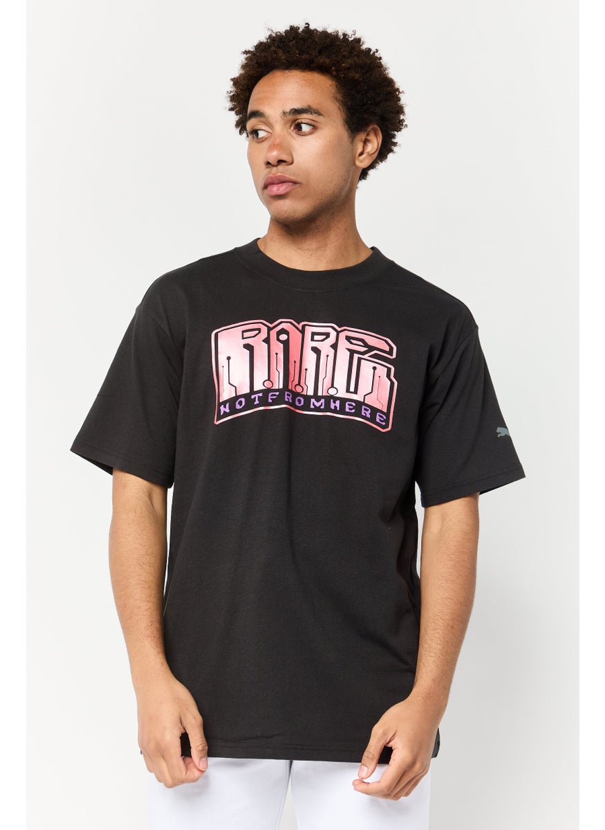 PUMA Puma x Melo Iridescent Men Sportswear Fit Short Sleeves Basketball T-Shirt, Black  - Image 1