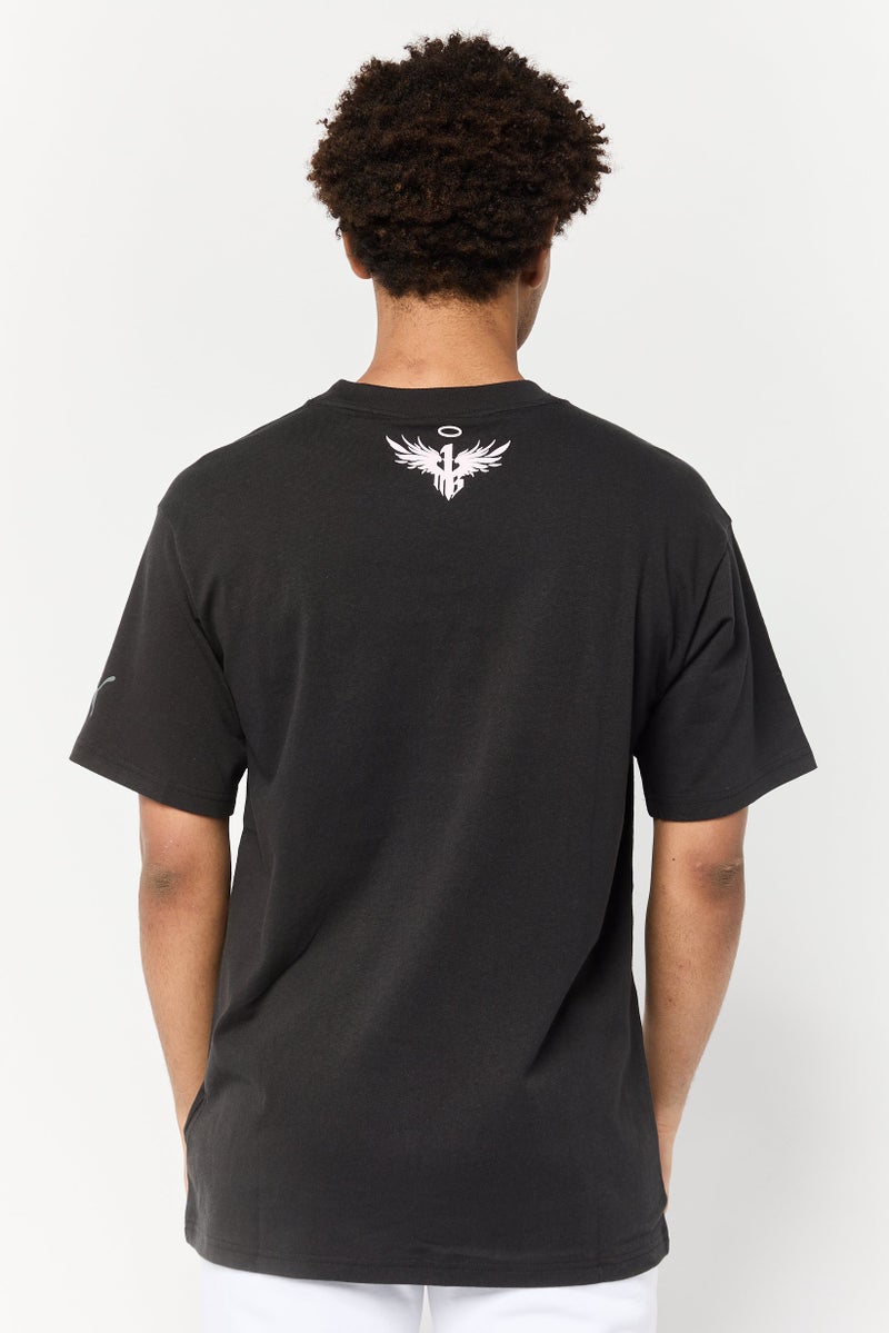 Puma x Melo Iridescent Men Sportswear Fit Short Sleeves Basketball T-Shirt, Black - Image 4