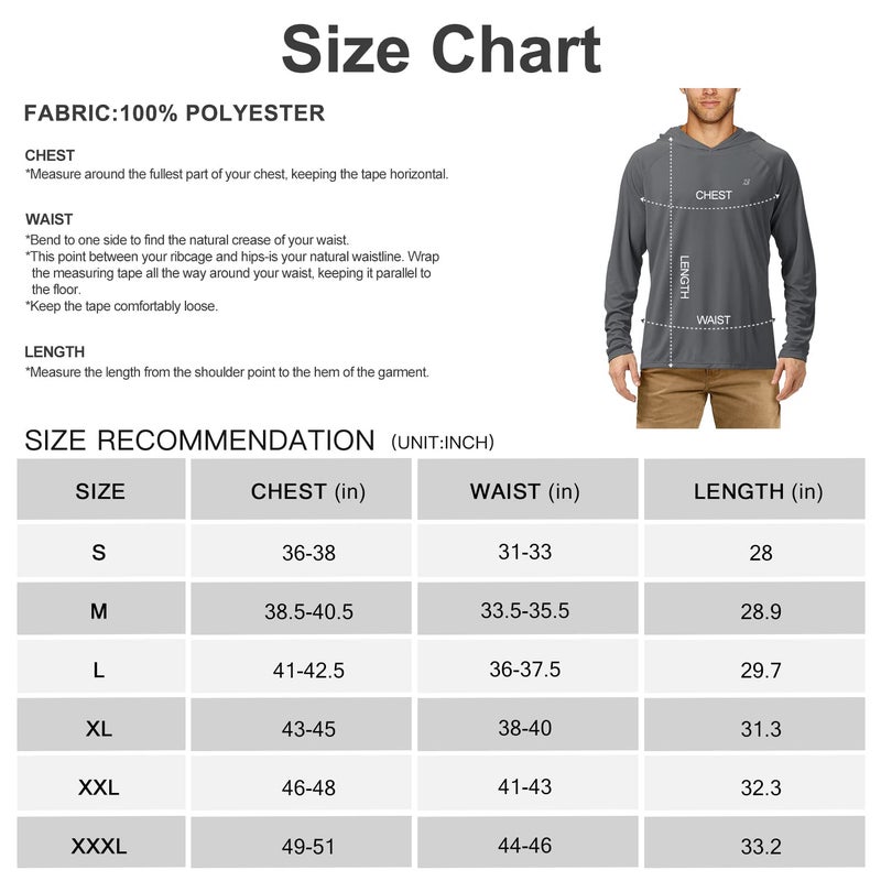 Roadbox Men's UPF 50+ Sun Protection Long Sleeve Hoodie Shirt Outdoor UV Fishing Shirts for Workout, Running, Fishing, Hiking - Image 5