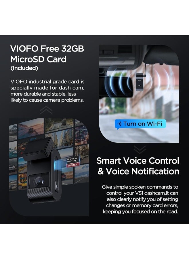 Viofo VIOFO VS1 Mini Dash Cam, 1440P/2K HDR Dashcam, STARVIS 2 Sensor, Free 32GB SD Card, 5GHz Wi-Fi Voice Control Car Dash Camera with GPS, Night Vision 2.0, 24H Parking Mode, Support 512GB Max  - Image 4