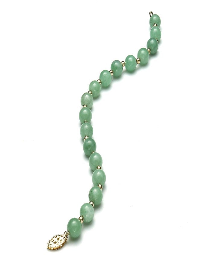 Belacqua Natural Green Jade Bead Bracelet in 14K Yellow Gold, Round 8mm, Length - 7.5 Inches, Fishhook Clasp, Jewelry for Women, Gift Box Included - Image 4