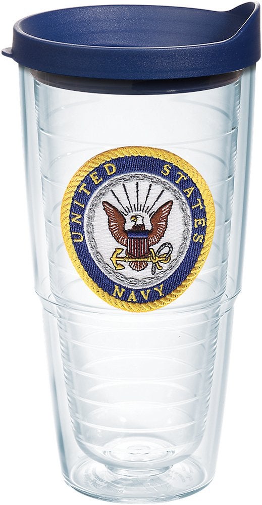 Tervis Navy Logo Made in USA Double Walled Insulated Tumbler Travel Cup Keeps Drinks Cold  Hot 24oz Classic
