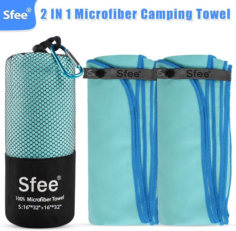 Sfee 2 Pack Microfiber Travel Towel, Quick Dry Towel Camping Towel Beach Towel Super Absorbent Compact Lightweight Sports Gym Towels Set for Beach, Gym, Hiking, Pool, Backpacking, Bath, Yoga - Image 5