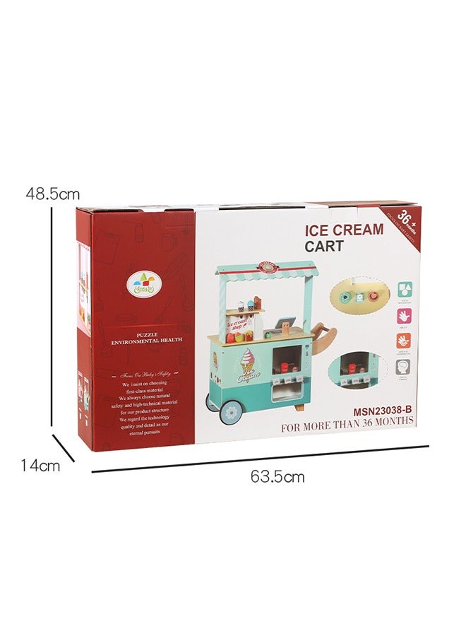 JSAITOYS Dream Pink Wooden Mobile Ice Cream Truck Open The Sweet Sales Experience - Image 5