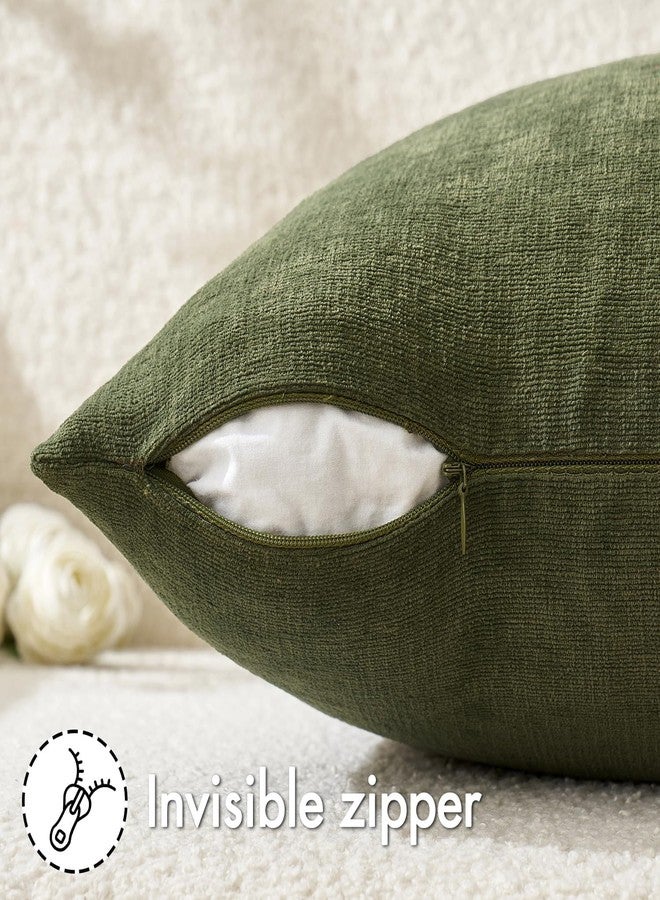 MIULEE Olive Green Couch Pillow Covers 18x18 Inch, Set of 2 Soft Chenille Decorative Square Throw Pillow Covers Farmhouse for Sofa Living Room Bed - Image 5