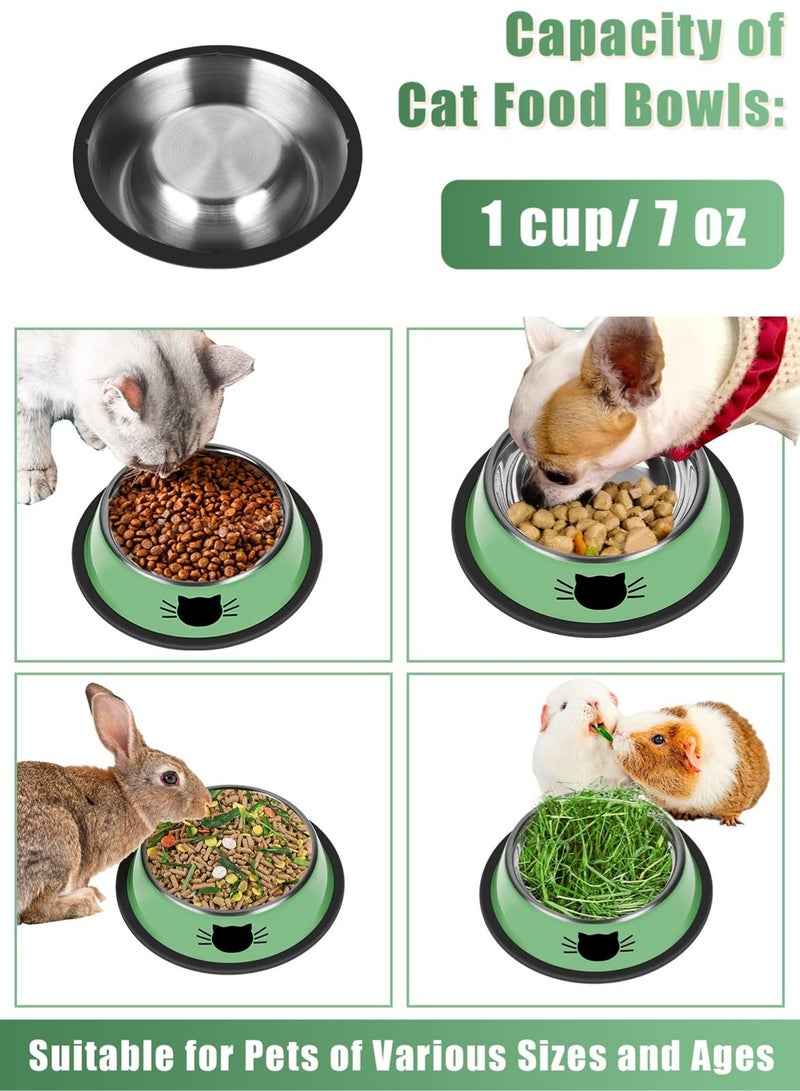Homify 2Pcs Stainless Steel Cat/Dog Bowl Set, Non-Slip Cat Food Bowl with Rubber Base, Kitten/Rabbit/Puppy Dish, Pets Feeder Bowl and Water Bowl - Image 2