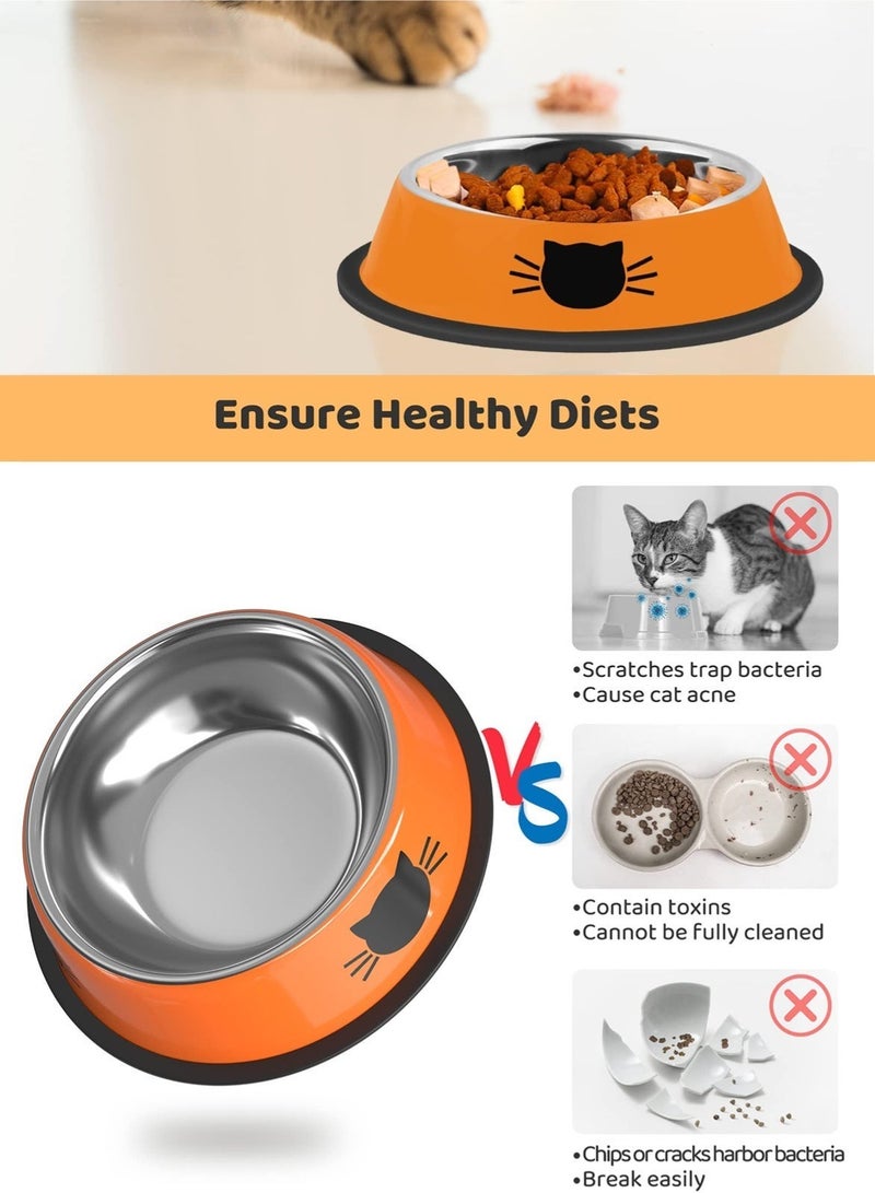 Homify 2Pcs Stainless Steel Cat/Dog Bowl Set, Non-Slip Cat Food Bowl with Rubber Base, Kitten/Rabbit/Puppy Dish, Pets Feeder Bowl and Water Bowl - Image 3