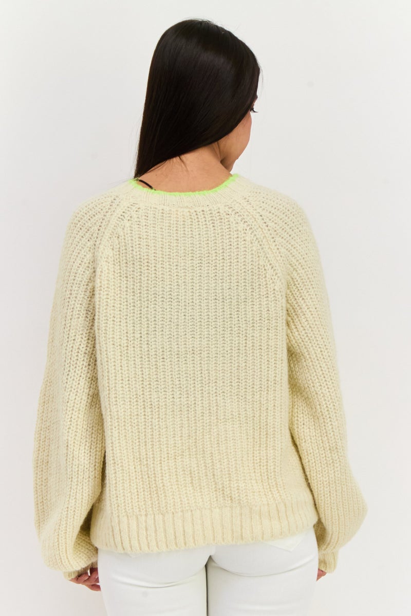 Levi's Women Crew Neck Knitted Sweater, Beige - Image 4