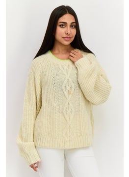 Levi's Women Crew Neck Knitted Sweater, Beige  - Image 1