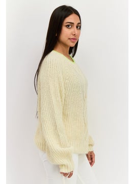 Levi's Women Crew Neck Knitted Sweater, Beige  - Image 2