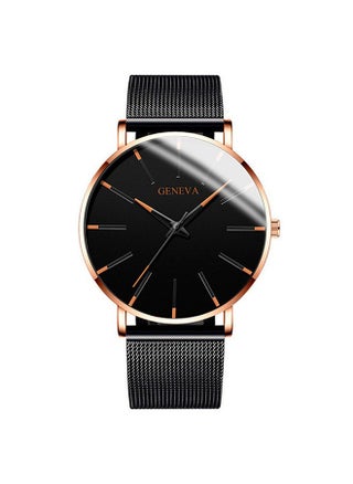 Quartz men's watch with mesh strap (rose gold needle, rose gold shell and black mesh strap) - pzsku/Z928190409048E1712F37Z/45/_/1735531656/c4558dbe-871f-43a2-9e1b-08e69c6b7105
