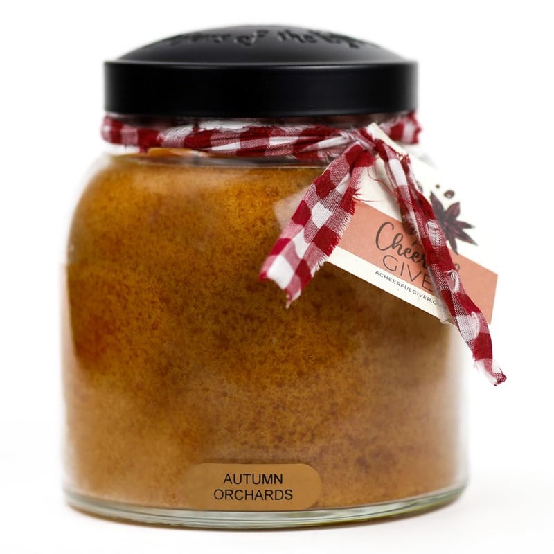 A Cheerful Giver A Cheerful Giver  Autumn Orchards  34oz Papa Scented Candle Jar with Lid  Keepers of the Light  155 Hours of Burn Time Gift for Women Brown 