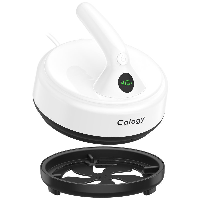 Calogy Mini Heat Press, Small Round Heat Press Machine 5" Diameter, Portable Iron 4 Levels Temp Max 410â„‰ for Heating Transfer Sublimation Crafts, DIY Coaster, Bag, Pillow, Ceramic (Ivory White) - Image 1