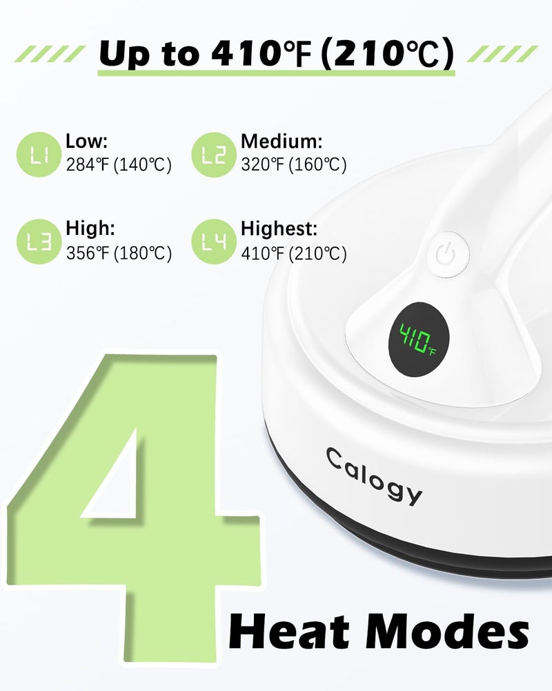 Calogy Mini Heat Press, Small Round Heat Press Machine 5" Diameter, Portable Iron 4 Levels Temp Max 410â„‰ for Heating Transfer Sublimation Crafts, DIY Coaster, Bag, Pillow, Ceramic (Ivory White) - Image 3