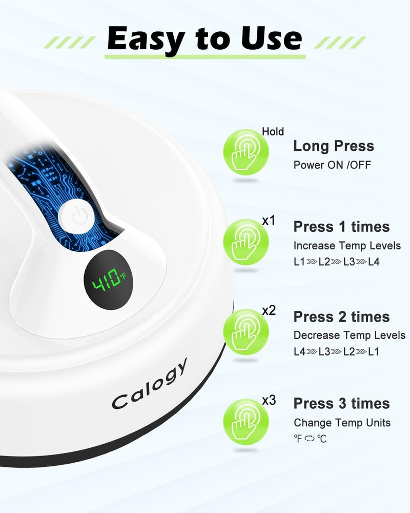 Calogy Mini Heat Press, Small Round Heat Press Machine 5" Diameter, Portable Iron 4 Levels Temp Max 410â„‰ for Heating Transfer Sublimation Crafts, DIY Coaster, Bag, Pillow, Ceramic (Ivory White) - Image 5