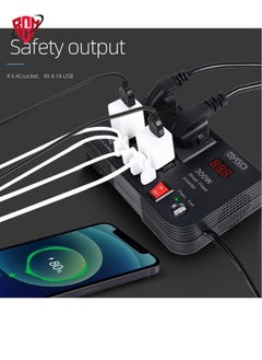 بي واي جي دي 300W Car Power Heldter DC 12V/24V إلى 220V AC مع 4 منافذ USB شحن سريع مع مآخذين عالميين مع عاكس شاشة LED متعدد الوظائف  - Image 4