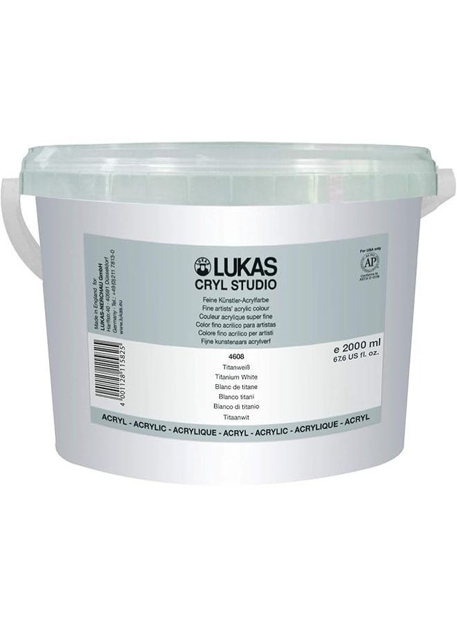 Lukas Lukas Cryl Studio 2 Litre Premium Quality Acrylic Paint - Titanium White 
