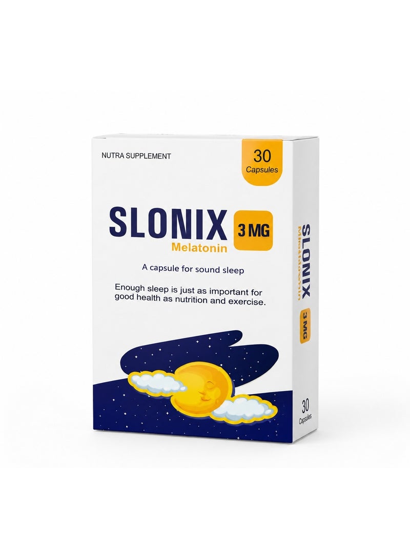 SLONIX 3mg Capsules 30's – Melatonin Supplement for Sleep Support & Healthy Sleep Cycle