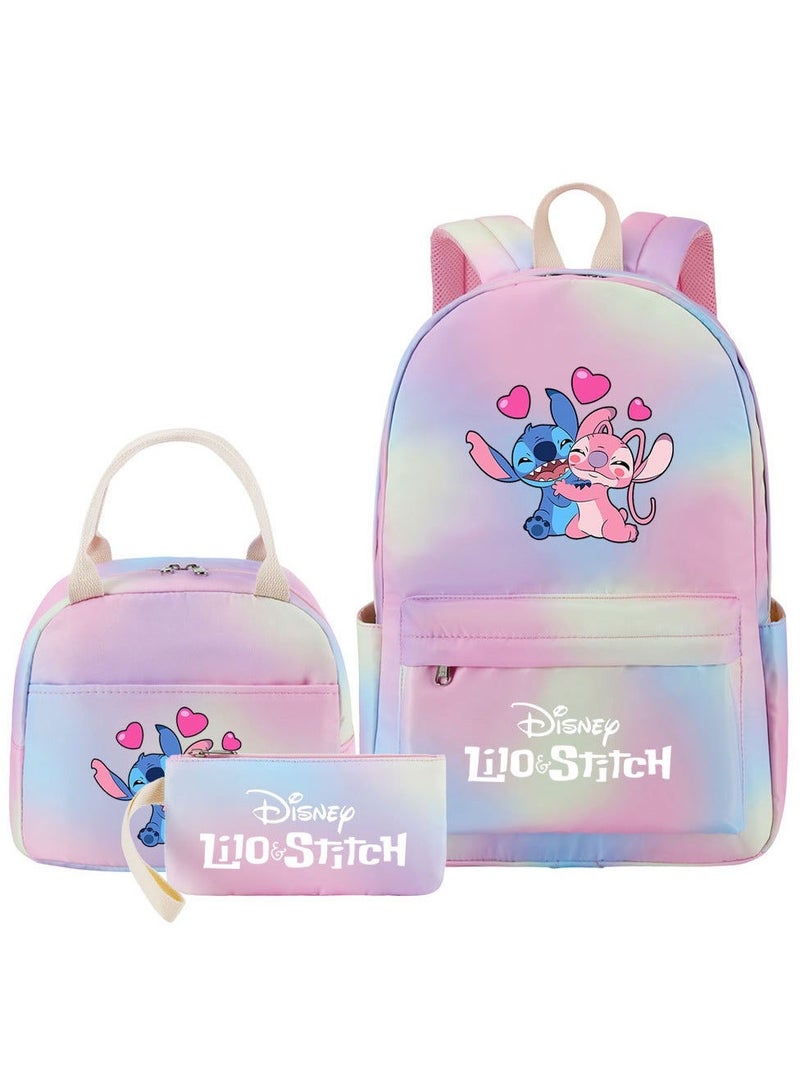 Stitch Printed Three Piece Set Backpack